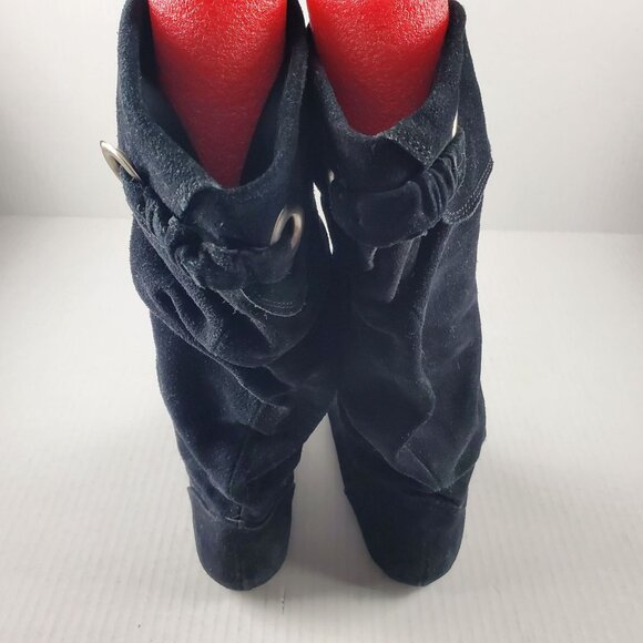 Steve Madden Women's Tarzan Black Suede Flat Heel Slouchy Scrunch Pirate Boots 7 - Picture 6 of 9